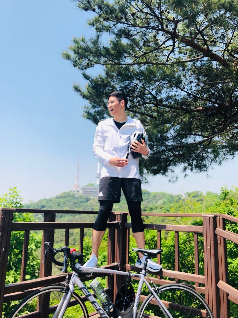 Cycling up to Namsan Tower
